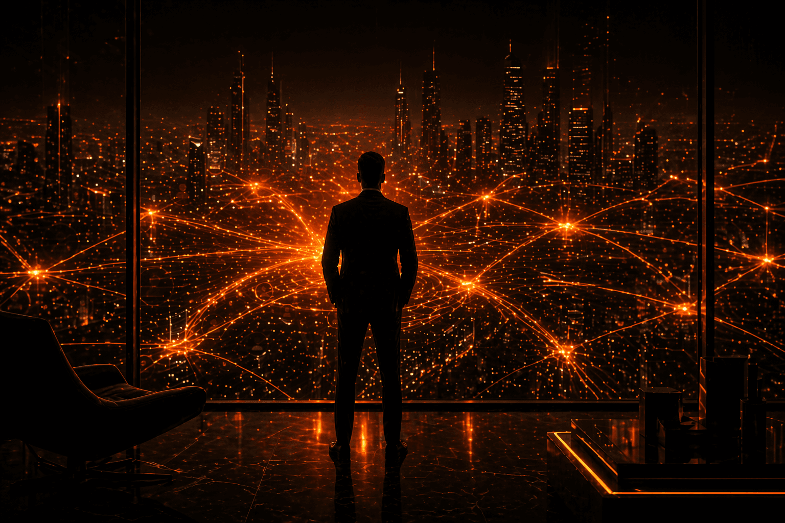 SaaS growth outcome visual showing connected demand, revenue momentum, and scalable network effects.